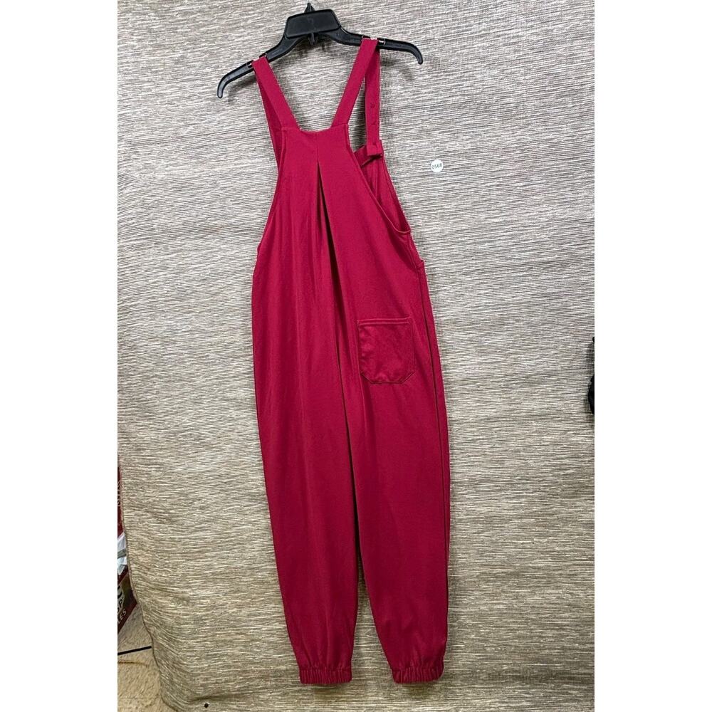 Halara Overalls Womens XS Pink Knit Square Neck Button Strap Jogger One Piece - Picture 2 of 8